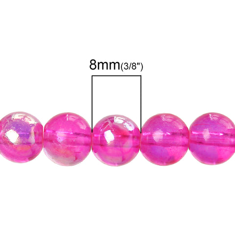 Sexy Sparkles 2 Strand Round Glass Loose Beads AB Colors 8mm approx. 104pcs/strand (Fuchsia AB)