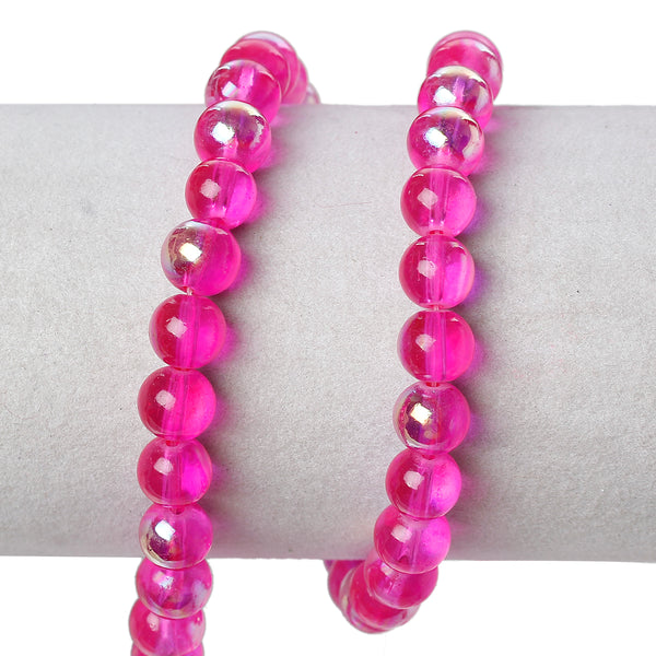 Sexy Sparkles 2 Strand Round Glass Loose Beads AB Colors 8mm approx. 104pcs/strand (Fuchsia AB)