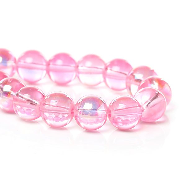 Sexy Sparkles 2 Strand Round Glass Loose Beads AB Colors 8mm approx. 104pcs/strand (Pink AB)