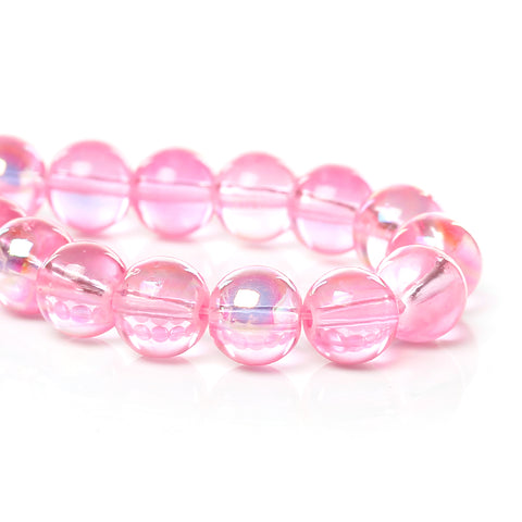 Sexy Sparkles 2 Strand Round Glass Loose Beads AB Colors 8mm approx. 104pcs/strand (Pink AB)