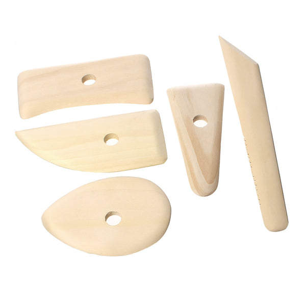 5 Pcs Set Natural Wooden Potters Ribs Pottery Clay Modeling Tool