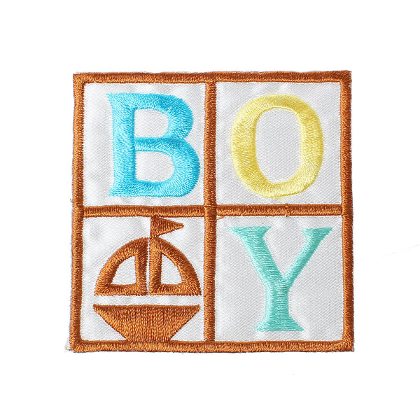 10 Pcs BOY Square Multicolor Pattern Embroidered Cloth Iron on Patches Appliq...