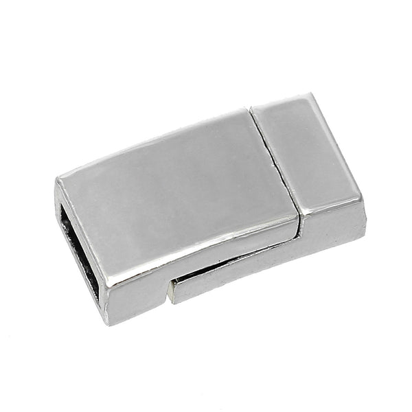 1 Pc Rectangle Magnetic Clasp Silver Tone 5/8" x 3/8" - Sexy Sparkles Fashion Jewelry - 1