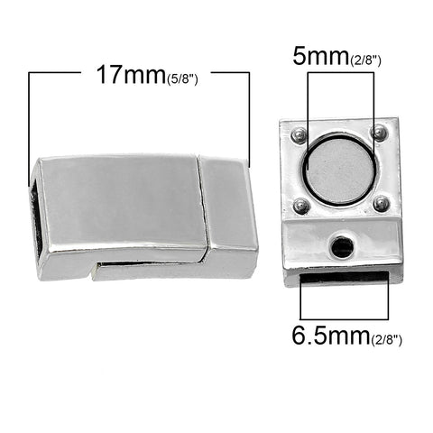 1 Pc Rectangle Magnetic Clasp Silver Tone 5/8" x 3/8" - Sexy Sparkles Fashion Jewelry - 2