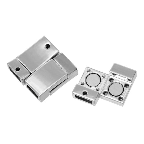1 Pc Rectangle Magnetic Clasp Silver Tone 5/8" x 3/8" - Sexy Sparkles Fashion Jewelry - 3