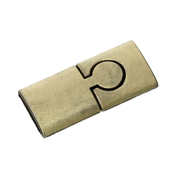 1 Pc Rectangle Puzzle Magnetic Clasp Antique Bronze 1-1/8" x 4/8"