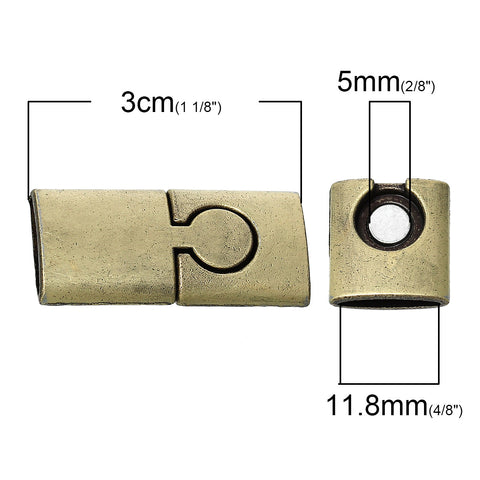 1 Pc Rectangle Puzzle Magnetic Clasp Antique Bronze 1-1/8" x 4/8" - Sexy Sparkles Fashion Jewelry - 2