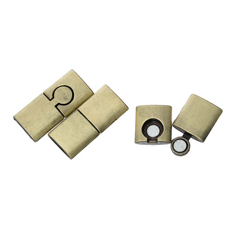 1 Pc Rectangle Puzzle Magnetic Clasp Antique Bronze 1-1/8" x 4/8" - Sexy Sparkles Fashion Jewelry - 3