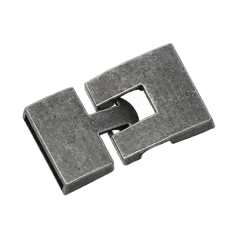 1 Pc Rectangle Hook Clasp for Leather Bracelet Antique Pewter 1" X 7/8" - Sexy Sparkles Fashion Jewelry - 1