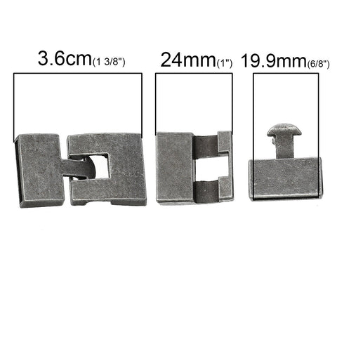 1 Pc Rectangle Hook Clasp for Leather Bracelet Antique Pewter 1" X 7/8" - Sexy Sparkles Fashion Jewelry - 2