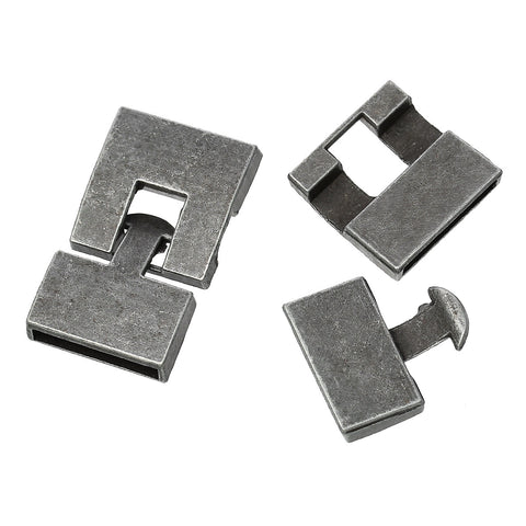 1 Pc Rectangle Hook Clasp for Leather Bracelet Antique Pewter 1" X 7/8" - Sexy Sparkles Fashion Jewelry - 3