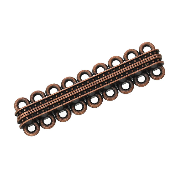 1 Pc Rectangle Multi Strand Magnetic Clasp Antique Copper 2-1/8" x 5/8" - Sexy Sparkles Fashion Jewelry - 1