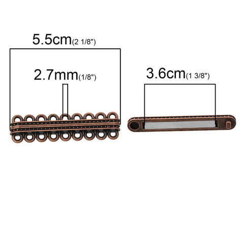 1 Pc Rectangle Multi Strand Magnetic Clasp Antique Copper 2-1/8" x 5/8" - Sexy Sparkles Fashion Jewelry - 2