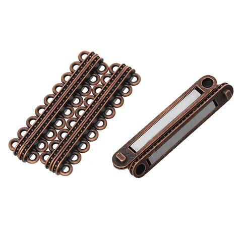 1 Pc Rectangle Multi Strand Magnetic Clasp Antique Copper 2-1/8" x 5/8" - Sexy Sparkles Fashion Jewelry - 3