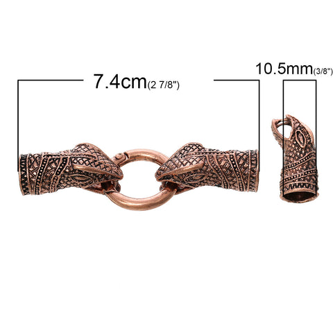 1 Pc Snake Hook Clasp Antique Copper for Leather Bracelet 2-7/8" Fits 10.5mm ... - Sexy Sparkles Fashion Jewelry - 2