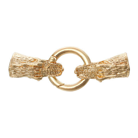 1 Pc Dragon Hook Clasp Gold Plated for Leather Bracelet 2-5/8" Fits 10.5mm cord - Sexy Sparkles Fashion Jewelry - 2