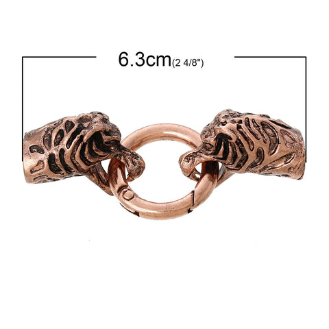 1 Pc Leopard Head Hook Clasp Antique Copper for Leather Bracelet 2-4/8" Fits ... - Sexy Sparkles Fashion Jewelry - 2