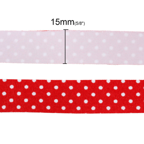 Sexy Sparkles Fabric Adhesive Scrapbooking Craft Decoration Gift Sticker Tape 1 Roll (Red with white polka dots)