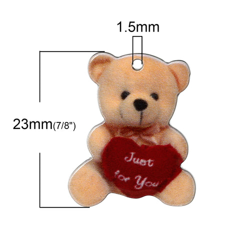 Sexy Sparkles 10 Pcs Bear Resin Charm Pendant 7/8" (Orange "Just for You")