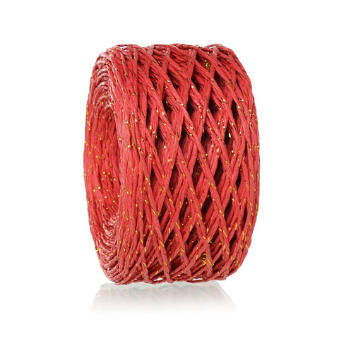 Sexy Sparkles Paper Jewelry Cord Rope Roll 2mm (1/8") Approx.70m (RedGold)