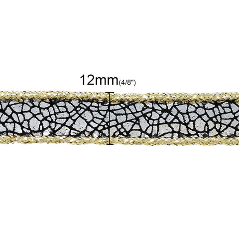 Ribbon Trim Craft Fringe Black & Golden Cracked Pattern for Sewing Cloth 4/8" 5m - Sexy Sparkles Fashion Jewelry - 2