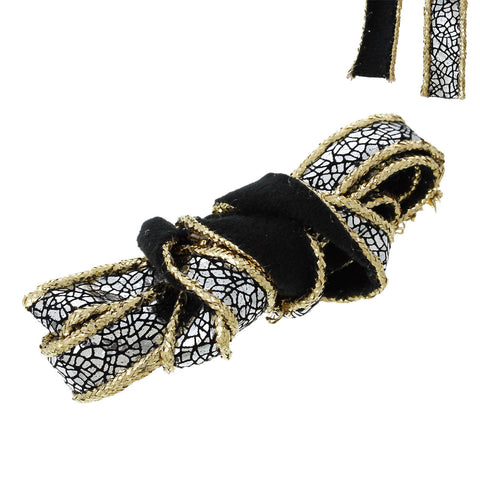 Ribbon Trim Craft Fringe Black & Golden Cracked Pattern for Sewing Cloth 4/8" 5m - Sexy Sparkles Fashion Jewelry - 3