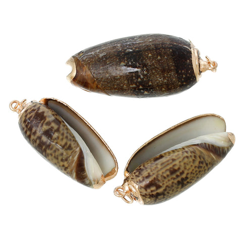 5 Pcs Natural Shell Shape Conch Sea Snail Rose Gold Charm Pendant 1-6/8" x 6/8" - Sexy Sparkles Fashion Jewelry - 2