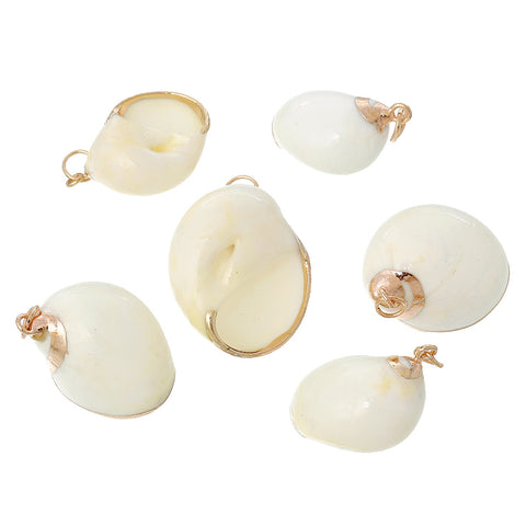 5 Pcs Natural Shell Shape Conch Rose Gold Charm Pendant 1-4/8" x 1" - Sexy Sparkles Fashion Jewelry - 1