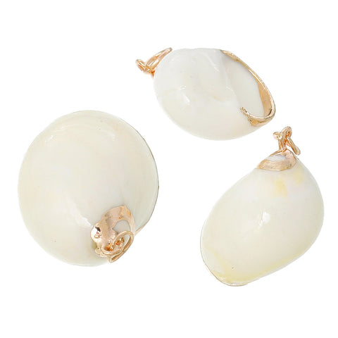 5 Pcs Natural Shell Shape Conch Rose Gold Charm Pendant 1-4/8" x 1" - Sexy Sparkles Fashion Jewelry - 2