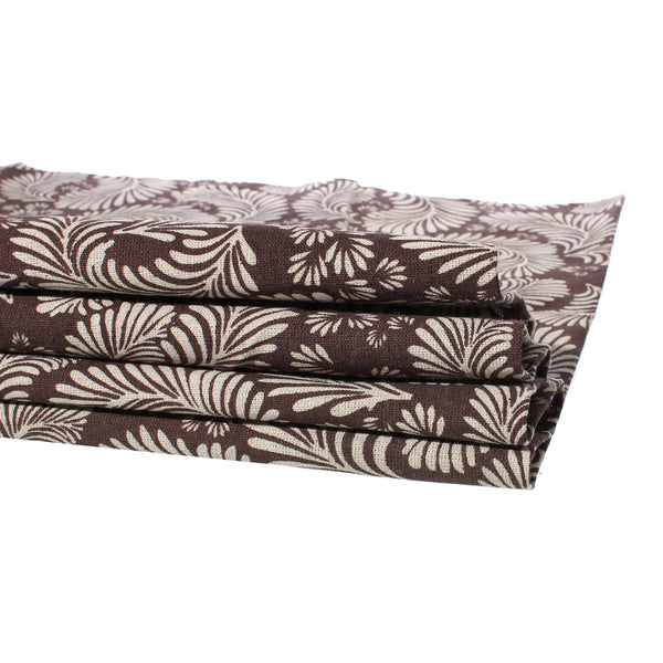 1 Yard Cotton Linen Coffee Leaf Pattern Fabric Sewing DIY Cloth 158cm