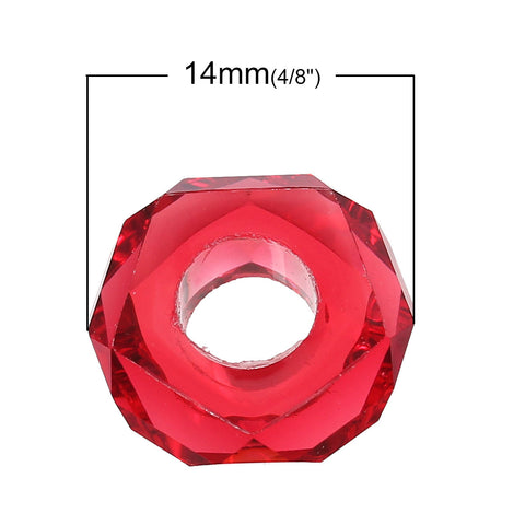 10 Pcs. Round Multicolor Faceted Resin European Style Bead 14mm - Sexy Sparkles Fashion Jewelry - 3