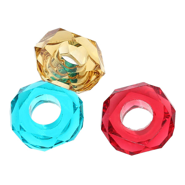 10 Pcs. Round Multicolor Faceted Resin European Style Bead 14mm