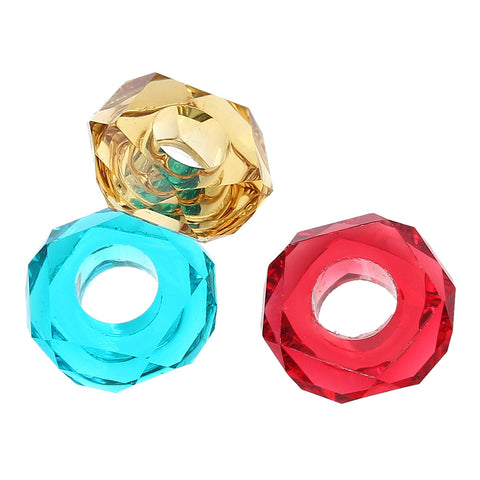 10 Pcs. Round Multicolor Faceted Resin European Style Bead 14mm - Sexy Sparkles Fashion Jewelry - 2