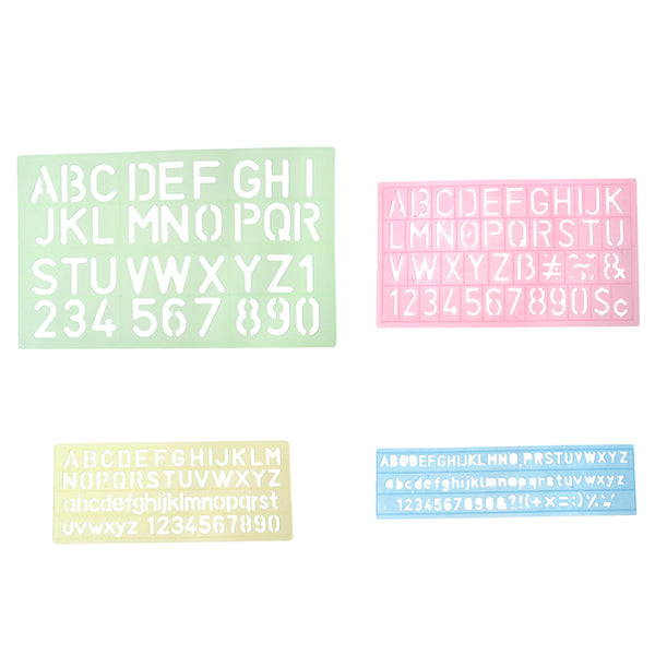 Alphabet Letter Number Stencil Template 4 Pcs Set Assorted Colors and Sizes - Sexy Sparkles Fashion Jewelry - 1