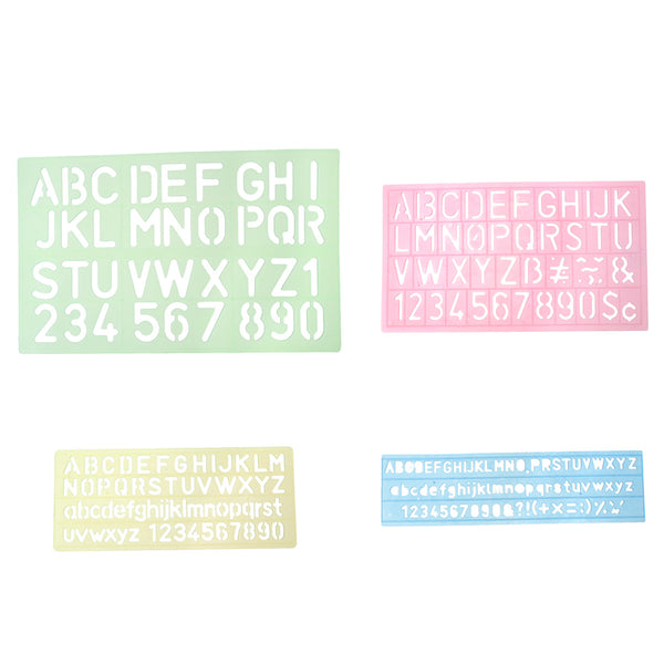 Alphabet Letter Number Stencil Template 4 Pcs Set Assorted Colors and Sizes