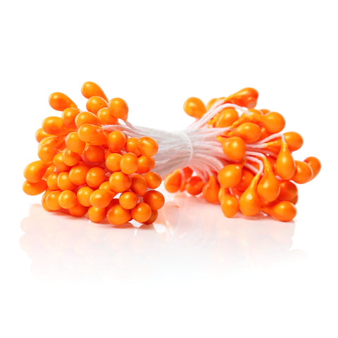 Sexy Sparkles 2 Bundle of Pearlized Artificial Flower Stamen 2-3/8" Approx. 164 Pcs (Orange)