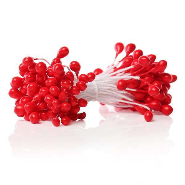 Sexy Sparkles 2 Bundle of Pearlized Artificial Flower Stamen 2-3/8" Approx. 164 Pcs (Red)