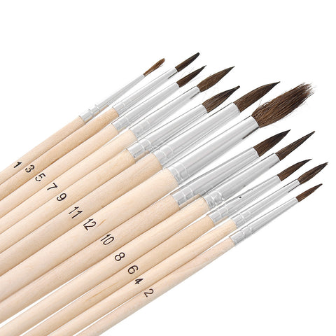 Painting Drawing Brushes with Wood Handle 12 Pcs Set - Sexy Sparkles Fashion Jewelry - 2