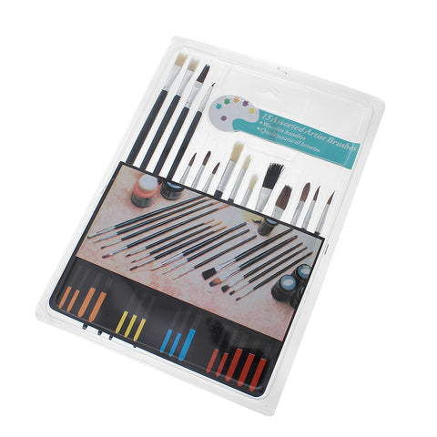 Painting Drawing Black Brushes with Wood Handle 15 Pcs Set - Sexy Sparkles Fashion Jewelry - 1