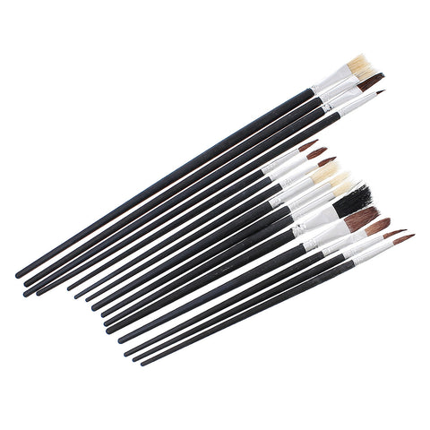 Painting Drawing Black Brushes with Wood Handle 15 Pcs Set - Sexy Sparkles Fashion Jewelry - 3