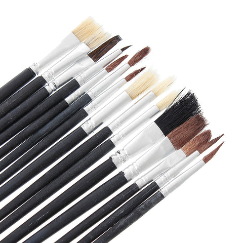 Painting Drawing Black Brushes with Wood Handle 15 Pcs Set - Sexy Sparkles Fashion Jewelry - 2