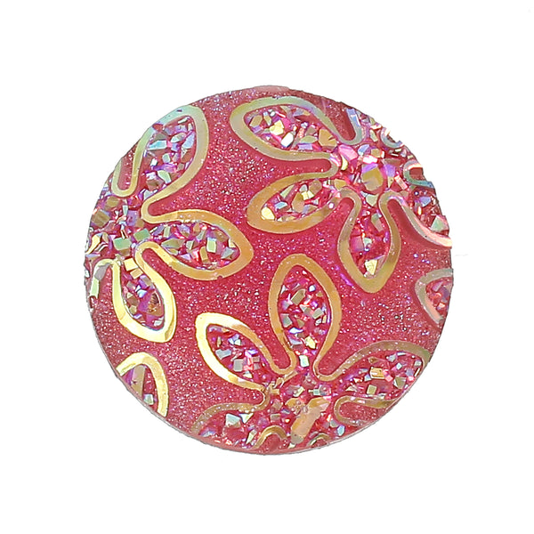 Sexy Sparkles Glitter Resin Embellishments Flatback Beads with Patterns (10 Pcs. Round Red Ab 6/8")