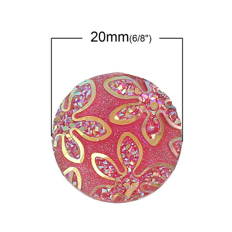 Sexy Sparkles Glitter Resin Embellishments Flatback Beads with Patterns (10 Pcs. Round Red Ab 6/8")