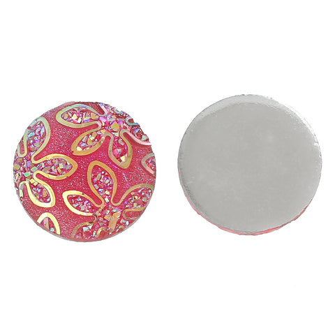 Sexy Sparkles Glitter Resin Embellishments Flatback Beads with Patterns (10 Pcs. Round Red Ab 6/8")