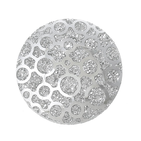 Sexy Sparkles Glitter Resin Embellishments Flatback Beads with Patterns (5 Pcs. Round Silver 1-1/8")