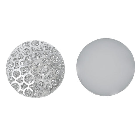 Sexy Sparkles Glitter Resin Embellishments Flatback Beads with Patterns (5 Pcs. Round Silver 1-1/8")