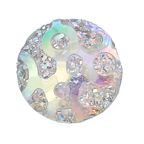 Sexy Sparkles Glitter Resin Embellishments Flatback Beads with Patterns (20 Pcs. Round White Ab 3/8")