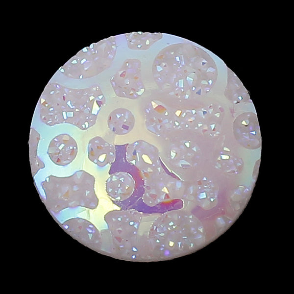 Sexy Sparkles Glitter Resin Embellishments Flatback Beads with Patterns (10 Pcs. Round White Ab 5/8")