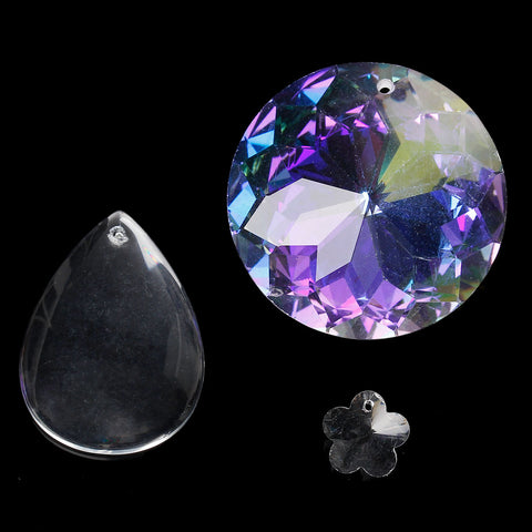 Glass Flower Round Teardrop Charms Pendants (Approx. 58pcs) - Sexy Sparkles Fashion Jewelry - 1
