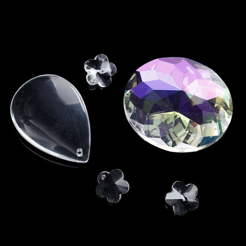 Glass Flower Round Teardrop Charms Pendants (Approx. 58pcs) - Sexy Sparkles Fashion Jewelry - 2